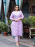 Women Plus Size Lavender Pure Cotton Kurta Set With Dupatta